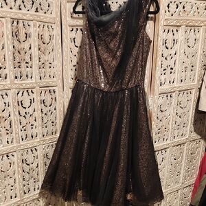 Black and Gold Sequin Dress